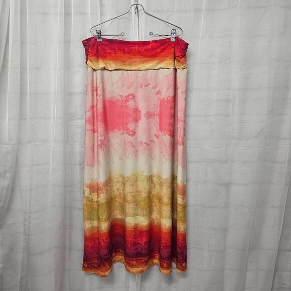 Cato Pink Green Ombre Tie Dye Maxi Skirt Boho Festival Hippie 18/20W - Picture 1 of 9